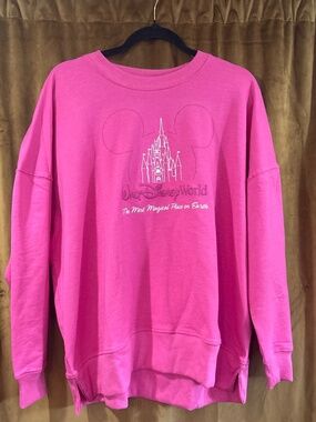 Disney Parks Walt Disney World Castle Sweatshirt Hot Pink Size L NWT